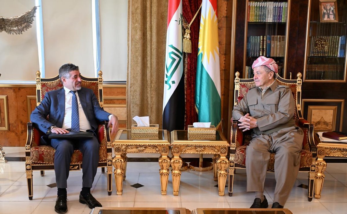 USCGERBIL's tweet image. #CDA Fagin met with @masoudbarzani and @masrourbarzani in Erbil today. He underscored the need for drone attacks in the IKR to stop and for the Iraqi government to hold perpetrators to account. The #CDA stressed the U.S. commitment to our security partnership with the IKR and…
