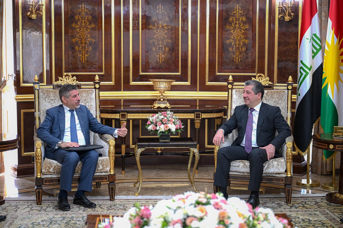 USCGERBIL's tweet image. #CDA Fagin met with @masoudbarzani and @masrourbarzani in Erbil today. He underscored the need for drone attacks in the IKR to stop and for the Iraqi government to hold perpetrators to account. The #CDA stressed the U.S. commitment to our security partnership with the IKR and…