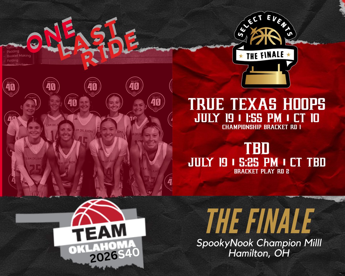 Hannah Bond (@hannahbond2026) on Twitter photo Bracket Play starts today <a href="/SelectEventsBB/">Select Events Basketball</a> the Finale!
Come watch us
<a href="/TeamOKGirlsBB/">Team Oklahoma Girls Basketball</a>
<a href="/TeamOK2026_Red/">Team Oklahoma S40</a>
<a href="/Radomski14/">Jason Radomski</a>
<a href="/Coach_Ferg/">Keith Ferguson</a>
<a href="/CoachStew25/">Braxtyn Stewart</a>
<a href="/AliJo_23/">Ali Schwerdtfeger</a>
<a href="/ClaraBebee/">Clara Bebee</a>
<a href="/KelbyBeller/">Kelby Beller</a>
<a href="/avawatkins_11/">Ava Watkins</a>
<a href="/lyndlea_n/">Lyndlea Nichols</a>
<a href="/BullardKynlee/">Kynlee Bullard</a>
<a href="/kenleyc2027/">Kenley Crawford</a> Bracket Play starts today <a href="/SelectEventsBB/">Select Events Basketball</a> the Finale!
Come watch us
<a href="/TeamOKGirlsBB/">Team Oklahoma Girls Basketball</a>
<a href="/TeamOK2026_Red/">Team Oklahoma S40</a>
<a href="/Radomski14/">Jason Radomski</a>
<a href="/Coach_Ferg/">Keith Ferguson</a>
<a href="/CoachStew25/">Braxtyn Stewart</a>
<a href="/AliJo_23/">Ali Schwerdtfeger</a>
<a href="/ClaraBebee/">Clara Bebee</a>
<a href="/KelbyBeller/">Kelby Beller</a>
<a href="/avawatkins_11/">Ava Watkins</a>
<a href="/lyndlea_n/">Lyndlea Nichols</a>
<a href="/BullardKynlee/">Kynlee Bullard</a>
<a href="/kenleyc2027/">Kenley Crawford</a>