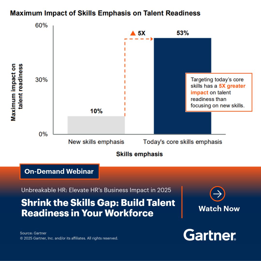 Find out what 1.7k+ viewers learned about how CHROs and their leadership teams can focus their investments on the skills that drive performance in 2025 and beyond: gtnr.it/3Iwvxsi

#GartnerHR #HumanResources #CHRO #SkillsGap
