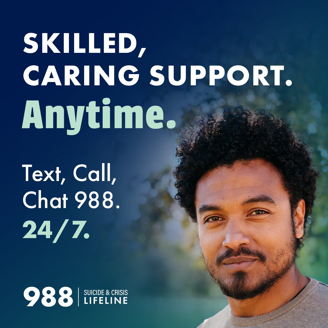 988Lifeline's tweet image. No matter who you are or what you're going through, 988 Lifeline counselors are here to listen and support you. Text or call 988.