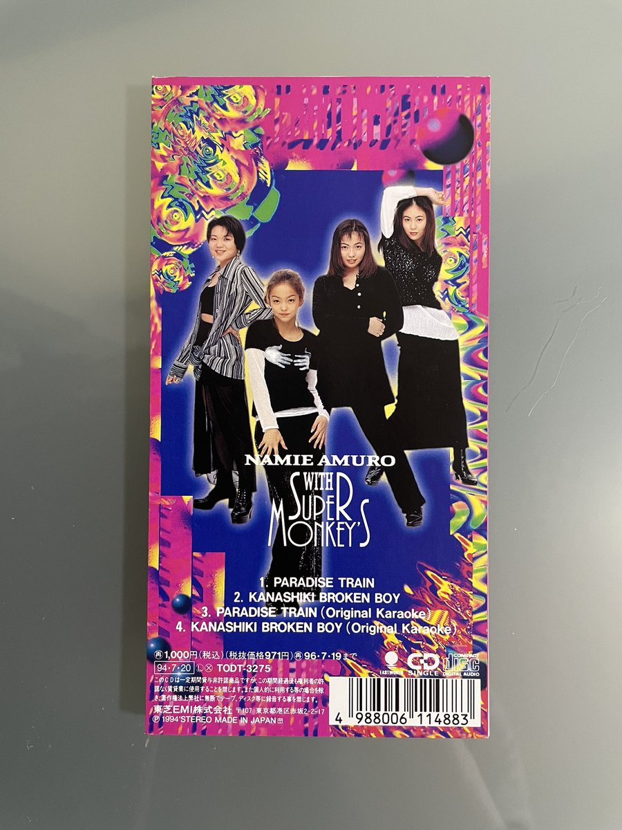 hanimage58's tweet photo. 1994年7月20日に安室奈美恵 with SUPER MONKEY'Sの「PARADISE TRAIN」が発売されて31周年。中西圭三さんが作曲した事で有名な作品です。本作で初期メンバーの新垣寿子ちゃんが脱退されました。イモトアヤコちゃんもお気に入りのブレイク前の名曲です。
#安室奈美恵
#SUPERMONKEYS
#PARADISETRAIN https://t.co/cAzUjyGPMO