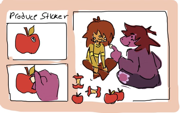 Cephalocakes's tweet image. small doodle. thought of this cuz my sister always puts apple stickers on my nose. I’ll probably redo this later #krusie
