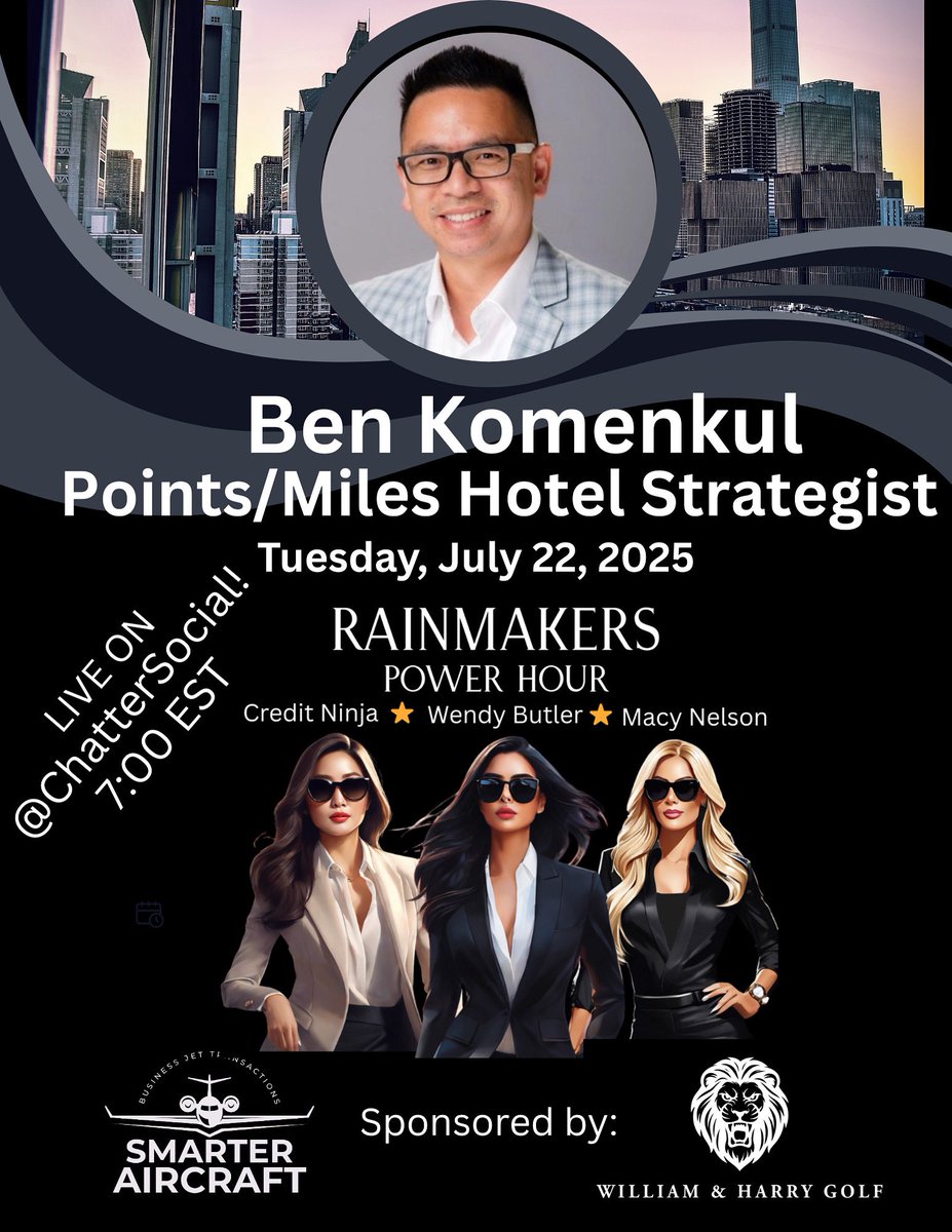 Ben Komenkul
Ben Komenkul is a travel expert ✈️ who will be speaking to us about unlocking the secrets to maximizing hotel 🏩 points, earning elite status⭐️, and saving BIG on luxury stays🥂! 
Ben will also be talking about the steps to becoming  an “expat” 🇹🇭 and how to have