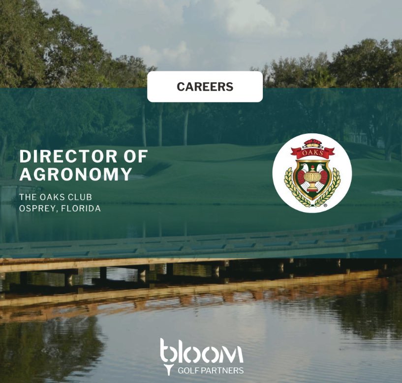 bloom_golf's tweet image. The Oaks Club located in Osprey, Florida is seeking a Director of Agronomy to lead all facets of golf course maintenance and major reconstruction of its 36-hole facility.
Learn more at tinyurl.com/vhw9vuhw