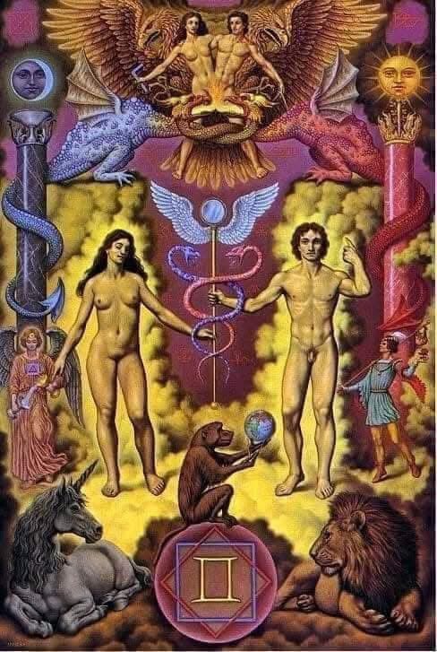 Cloudman176's tweet image. The Rebis (from the Latin res bina, meaning dual or double matter) is the end product of magnum opus or great alchemical work.
After going through the stages of putrefaction and purification, separating opposing qualities, these qualities are united once again in what isβ¦