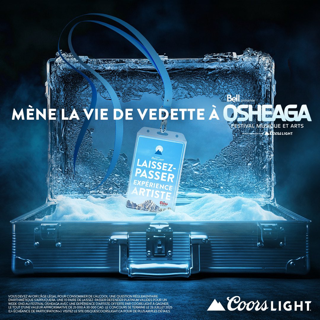 osheaga's tweet image. ALERTE DE CONCOURS 🚨✨
Courez la chance d’expérimenter OSHEAGA comme une vedette si Disques Coors Light vous « met sous contrat » ! @CoorsLight
Le prix inclut 2 billets Platine DEFENDER, un accès quotidien aux coulisses, le transport et l’hébergement, une rencontre exclusive…