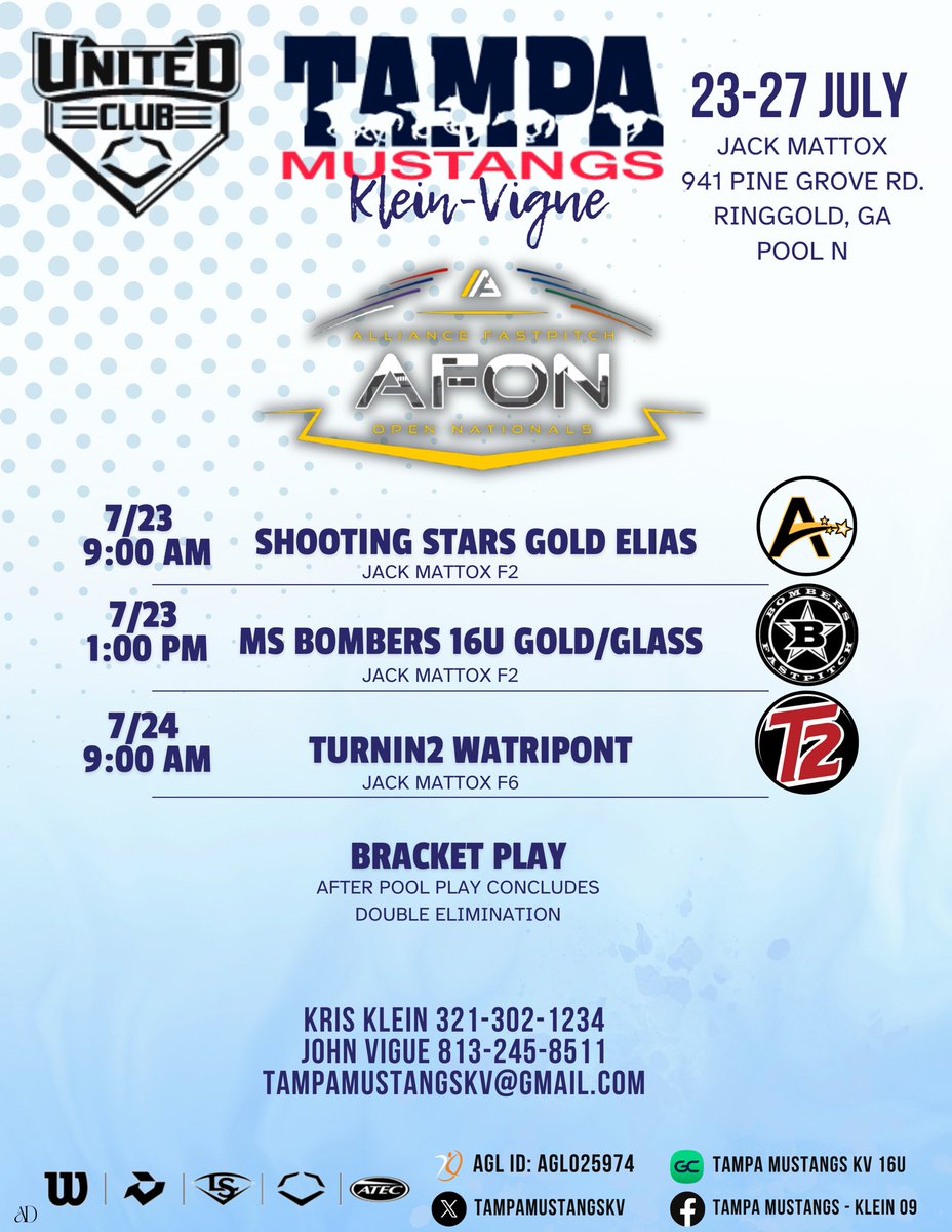 TampaMustangsKV's tweet image. Last tournament of the summer next week in Tennessee/Georgia @ Alliance Open Nationals! Can’t wait to get up there @AllianceOpenNat