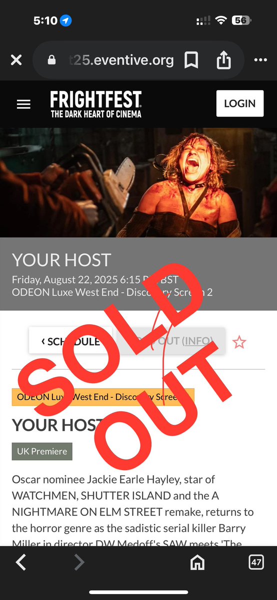 Sold Out thank you <a href="/FrightFest/">FrightFest</a> #YourHost #Frightfest #Horro
