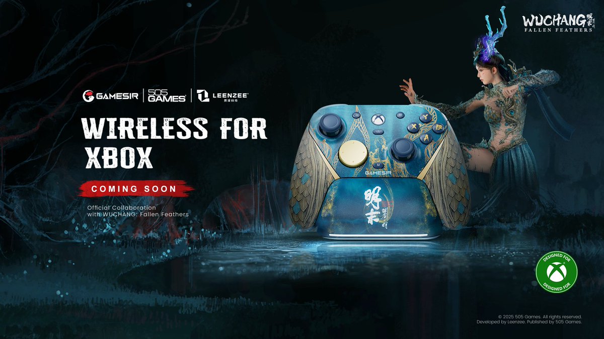 GameSir x WUCHANG: Fallen Feathers | Official Collaboration

Introducing our first WIRELESS controller for Xbox.
Step into the unknown. Battle the darkness. Reclaim your destiny.
Stay tuned! Coming soon!

#GameSir #wuchangfallenfeathers #Xbox