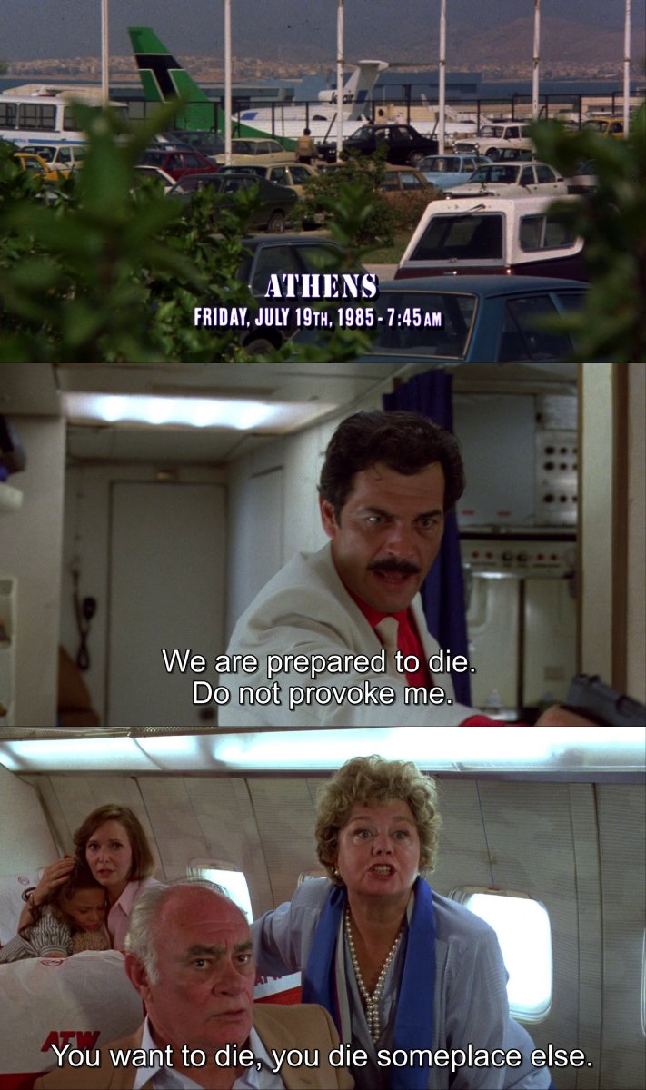 DatesInMovies's tweet image. Jul 19th 1985 - Lebanese terrorists hijack American Travelways Airlines Flight 282, flying from Cairo to New York City via Athens and Rome.
๐ฝ๏ธ๐
The Delta Force (1986)