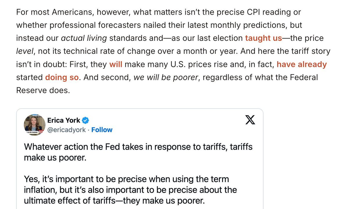 CatoTrade's tweet image. The primary problem with tariffs isn’t that they’re “inflationary”; it’s that they reduce the efficiency of our economy by distorting prices and undermining our capacity to produce real income. cato.org/commentary/gre…
✍️ @scottlincicome