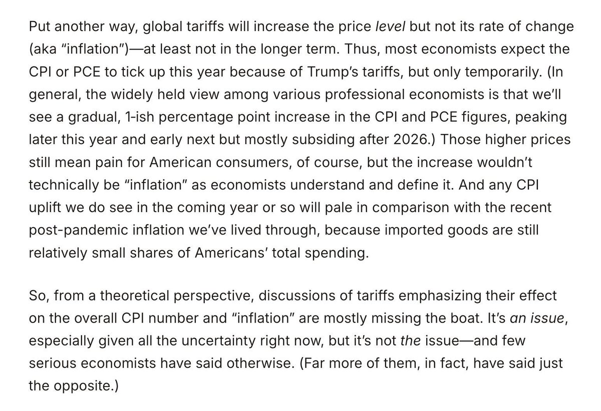CatoTrade's tweet image. The primary problem with tariffs isn’t that they’re “inflationary”; it’s that they reduce the efficiency of our economy by distorting prices and undermining our capacity to produce real income. cato.org/commentary/gre…
✍️ @scottlincicome