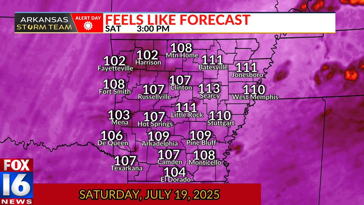 joel_off_air's tweet image. HERE WE GO AGAIN🥵⚠️ Extreme Heat Warnings are in effect again for our Saturday as feels like temps soar to near or above 110.
Be safe and stay cool by avoiding outdoor strenuous activity during the hottest part of the day. If you can't avoid that, drink lots of water and take…