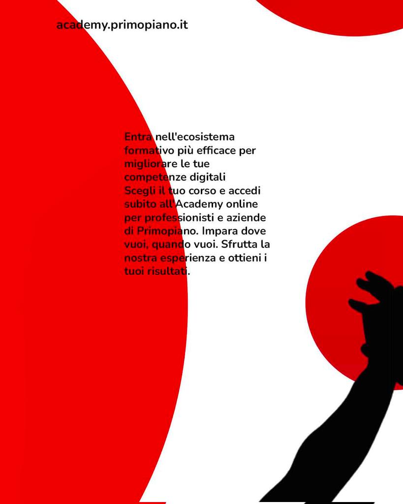 🎯 Vuoi crescere davvero nella comunicazione digitale?
Smetti di rimandare. Inizia a formarti con chi lavora ogni giorno nella comunicazione, nell’AI, nei contenuti.
📚 Con i corsi Primopiano migliori ciò che conta davvero: le competenze.
💻 Scegli, accedi e inizia.
