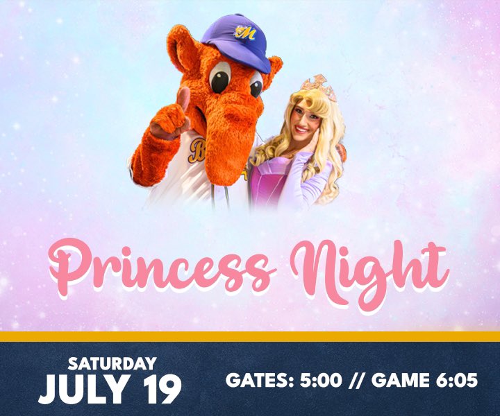 BiscuitBaseball's tweet image. Calling all parents of Princesses! 👸
We’ll have your favorite princesses on the concourse tonight along with a MAX Fireworks Show! 🎆
Tickets 🎟️: tinyurl.com/2ssua54h