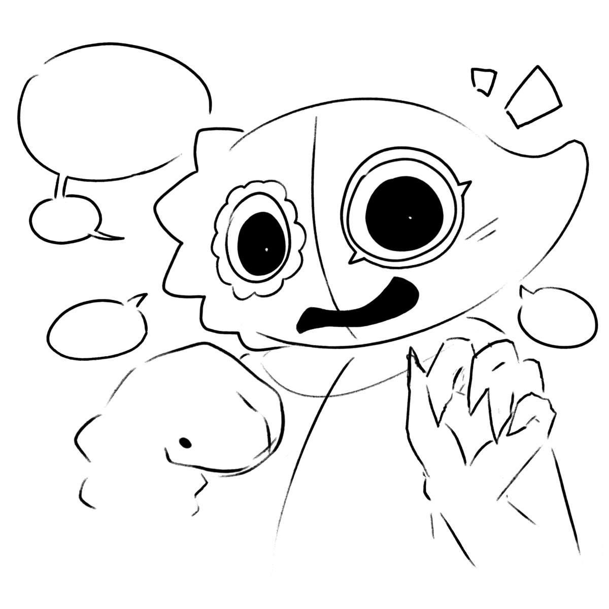 Stabberoniz's tweet image. 🟪🟩/🟫⭐️
i really like the idea of a hellish bittergiggle [not naughtified] being very whimsical and normal