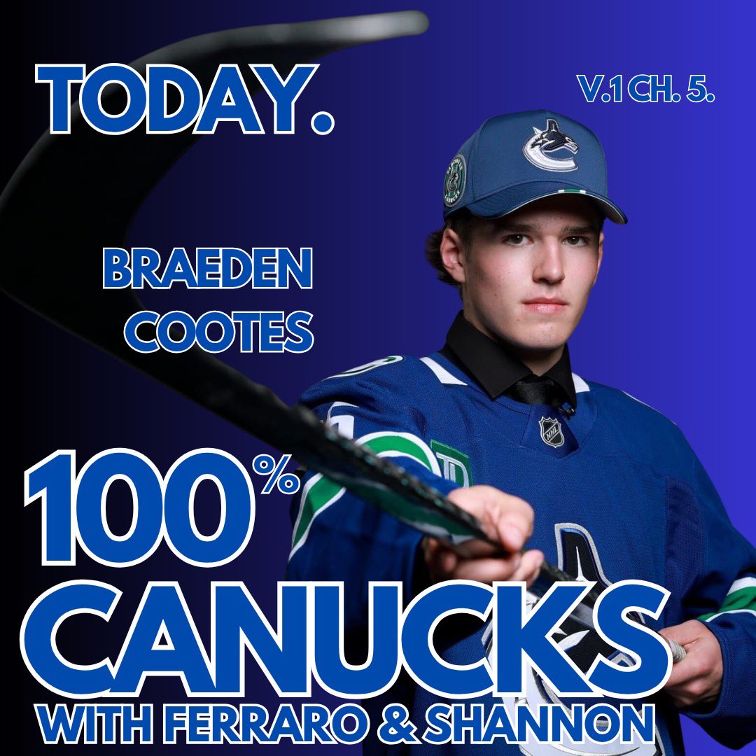 LandonFerraro's tweet image. New 100% Canucks is out now with Braeden Cootes.
Full podcast: pod.link/1787800910
YouTube: youtu.be/FGM1tx-IfUs?si…