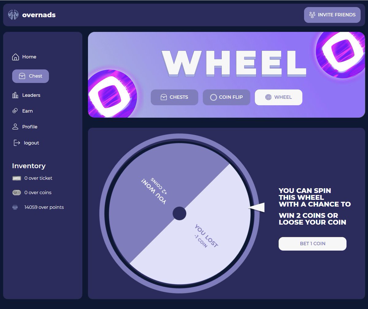 Hello <a href="/overnads/">overnads</a>!

Why are your mini-games so rugged??? Yesterday I got 7 coins and decided to flip a coin for +1 coin… lost everything.

Today I got 7 coins again and tried spinning the wheel - lost 7 times in a row...

What’s the point of these games if it’s literally