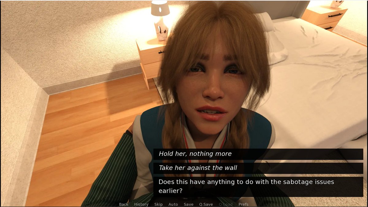 AffectStudio_'s tweet photo. We write branching paths.
We craft emotional tension.
We offer you depth and nuance.
And yet...
🧠 1% choose “Ask about the sabotage.”
🍆 99% choose “Take her against the wall.”

It's fine, Olivia expected that.

#MoodAffect #VisualNovel #Renpy #AdultGame #GameDev #HaremGame https://t.co/BCmIUrPa8Q