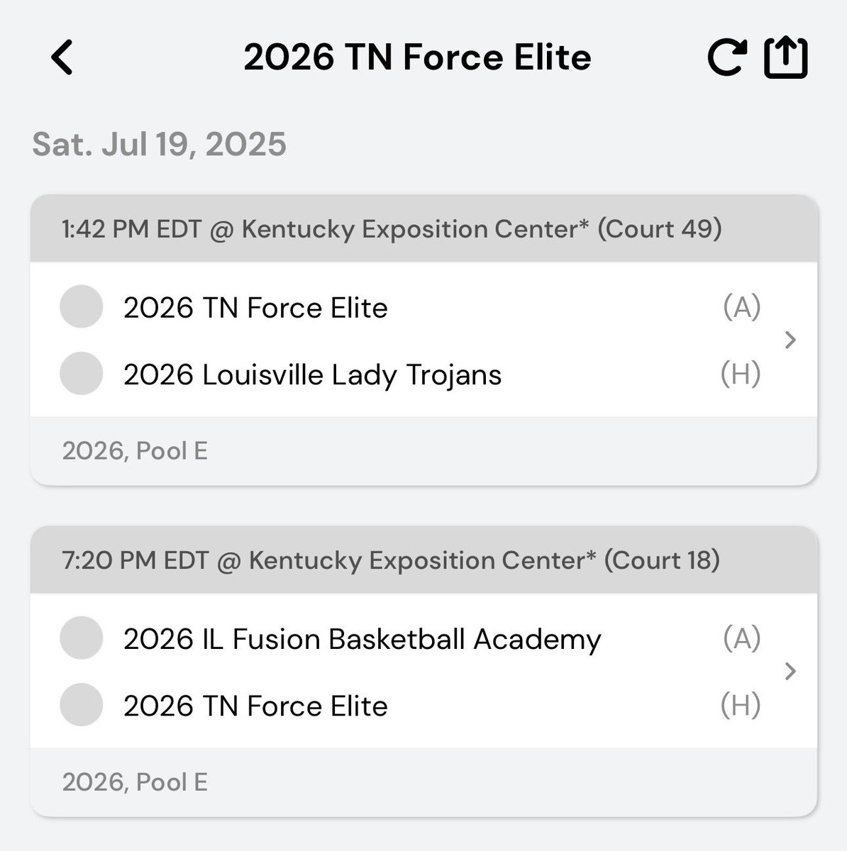 This is our schedule for the day in Kentucky!