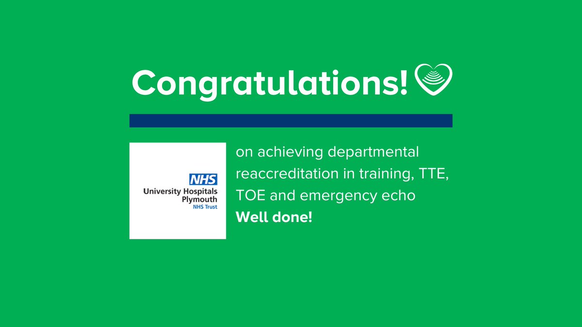 BSEcho's tweet image. 👍Congratulations to University Hospitals Plymouth NHS Trust for achieving departmental reaccreditation!
