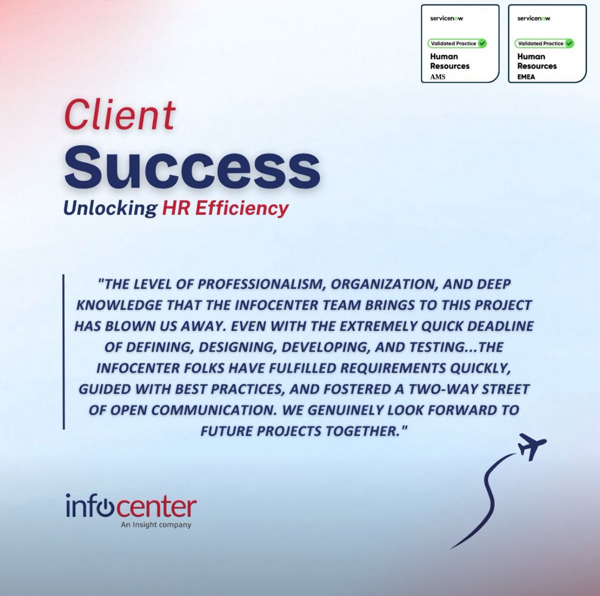Infocenter (@infocenterio) on Twitter photo Ready to see how cutting-edge #HR transformation can take flight? ✈️
A global leader in aviation recently partnered with #Infocenter and leveraged <a href="/ServiceNow/">ServiceNow</a> #HRSD, elevating operations to better support their world-class workforce. 💼🚀
#servicenow #golive #hr #onboarding Ready to see how cutting-edge #HR transformation can take flight? ✈️
A global leader in aviation recently partnered with #Infocenter and leveraged <a href="/ServiceNow/">ServiceNow</a> #HRSD, elevating operations to better support their world-class workforce. 💼🚀
#servicenow #golive #hr #onboarding