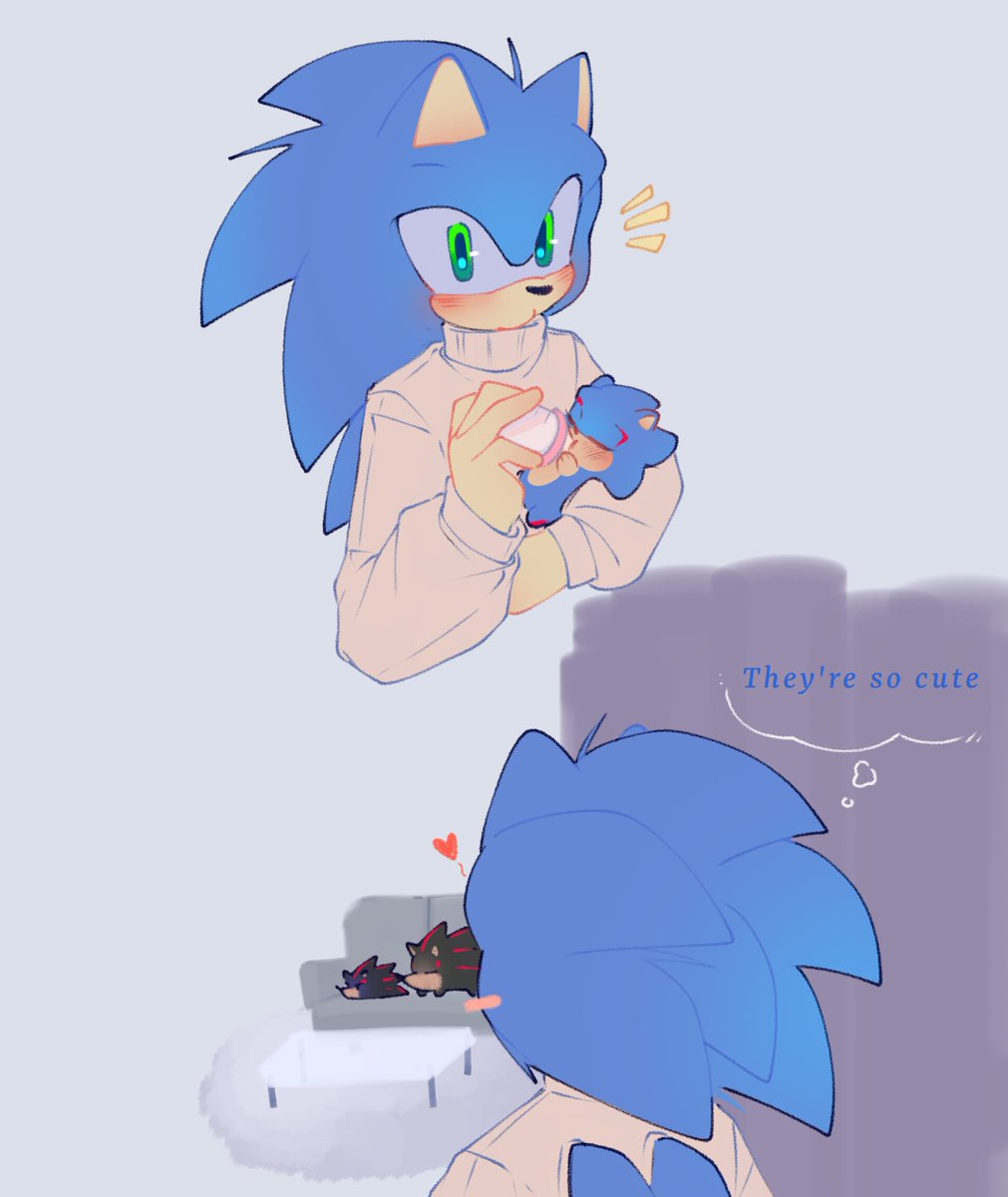 Meoweahh1's tweet image. 🖤:Calm and cool
🩵:Cute Hedgehog 
#sonadow #sonadowfankid #Shadonic