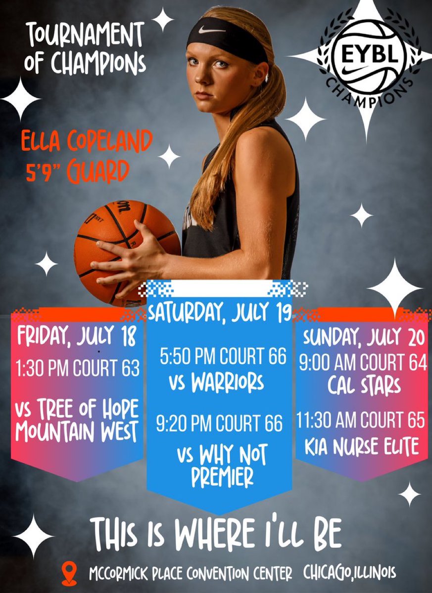 Chuck Thompson (@fivestatehoops) on Twitter photo Great schedule this weekend at TOC in Chicago for <a href="/ECopeland_2027/">Ella Copeland</a> and @nowelitenike16u. The 2027 Combo Guard is a kid college coaches need to have on their radars, so give her a view in the Windy City!
*Tag us for a Repost, DM us for a posted Tweet of your schedules or Great schedule this weekend at TOC in Chicago for <a href="/ECopeland_2027/">Ella Copeland</a> and @nowelitenike16u. The 2027 Combo Guard is a kid college coaches need to have on their radars, so give her a view in the Windy City!
*Tag us for a Repost, DM us for a posted Tweet of your schedules or