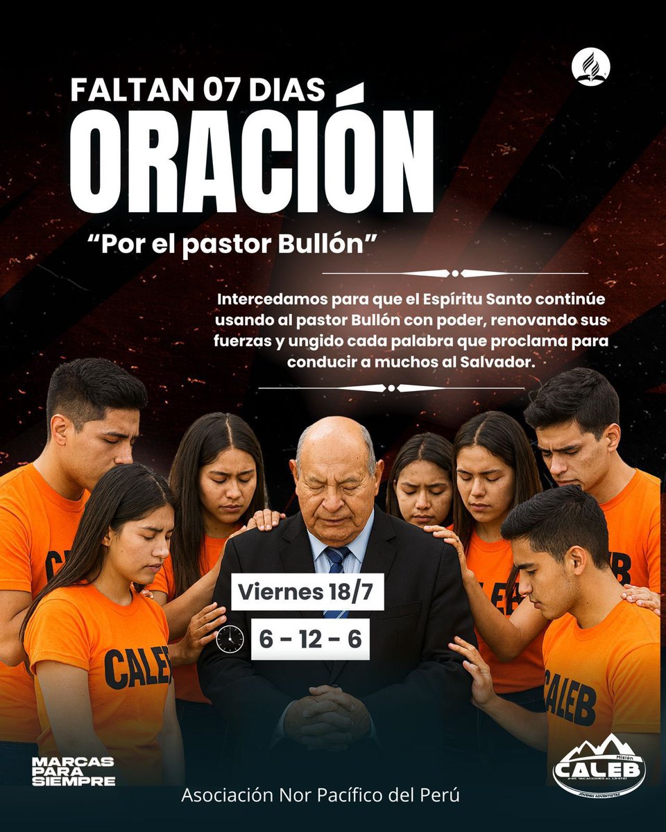 📖 Día 4 – Oramos por el *Pr. Alejandro Bullón* 🙏
Cada palabra que predica transforma vidas…
Hoy pedimos que el Espíritu Santo lo siga usando con poder 🔥

💬 Acompáñanos en esta jornada de intercesión.