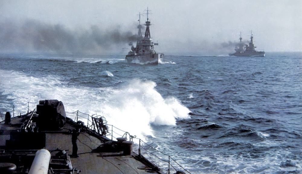 Empireaesth's tweet image. An Image of the 3rd Battlecruiser Squadron taken from HMS Invincible (1916)
