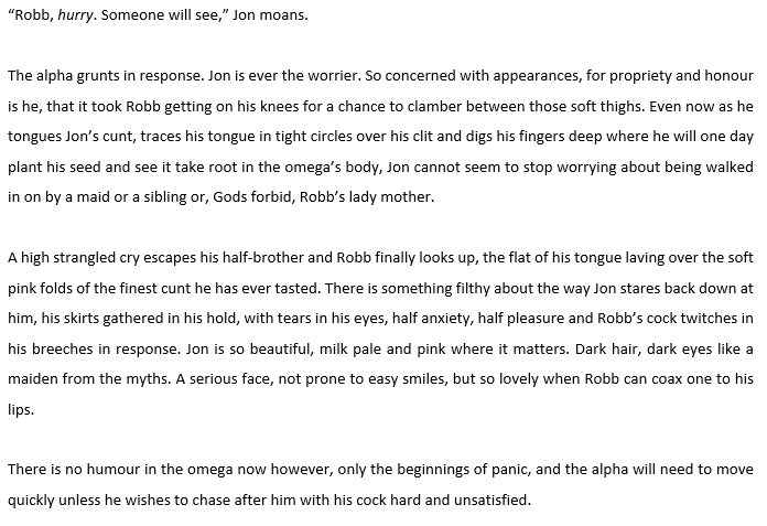 ventivantae's tweet photo. what is more omegaverse #robbjon than furtive sex? https://t.co/jZS7mRyyaa