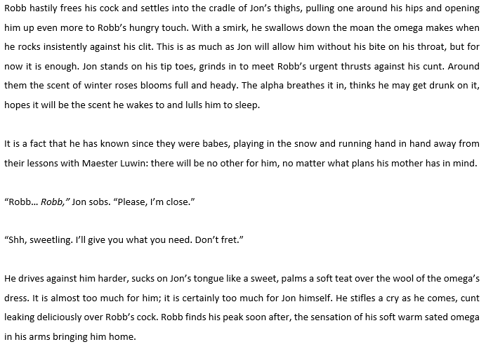 ventivantae's tweet photo. what is more omegaverse #robbjon than furtive sex? https://t.co/jZS7mRyyaa