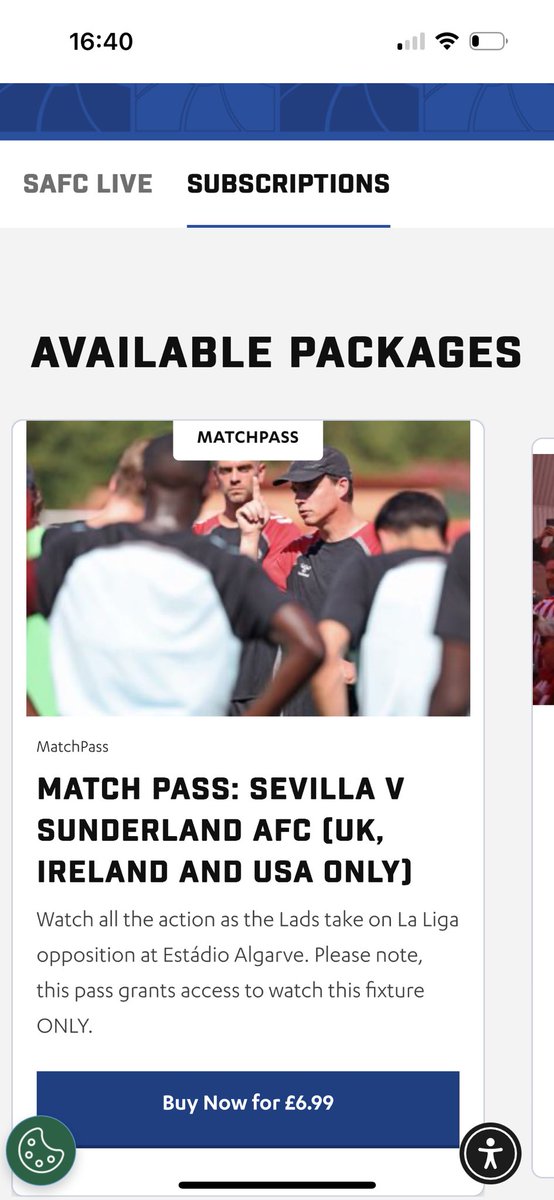 <a href="/sunderlandafc11/">Sunderland AFC News And Banter Page</a> <a href="/eXonic_/">Craig </a> <a href="/willsafc_/">will🔴⚪️</a> <a href="/SunderlandAFC/">Sunderland AFC</a> <a href="/SevillaFC/">Sevilla Fútbol Club</a> I’ve been trying all day then realised you have to scroll across to subscriptions rather than videos. The pass will then be available. 
Maybe you can spread the word 👍