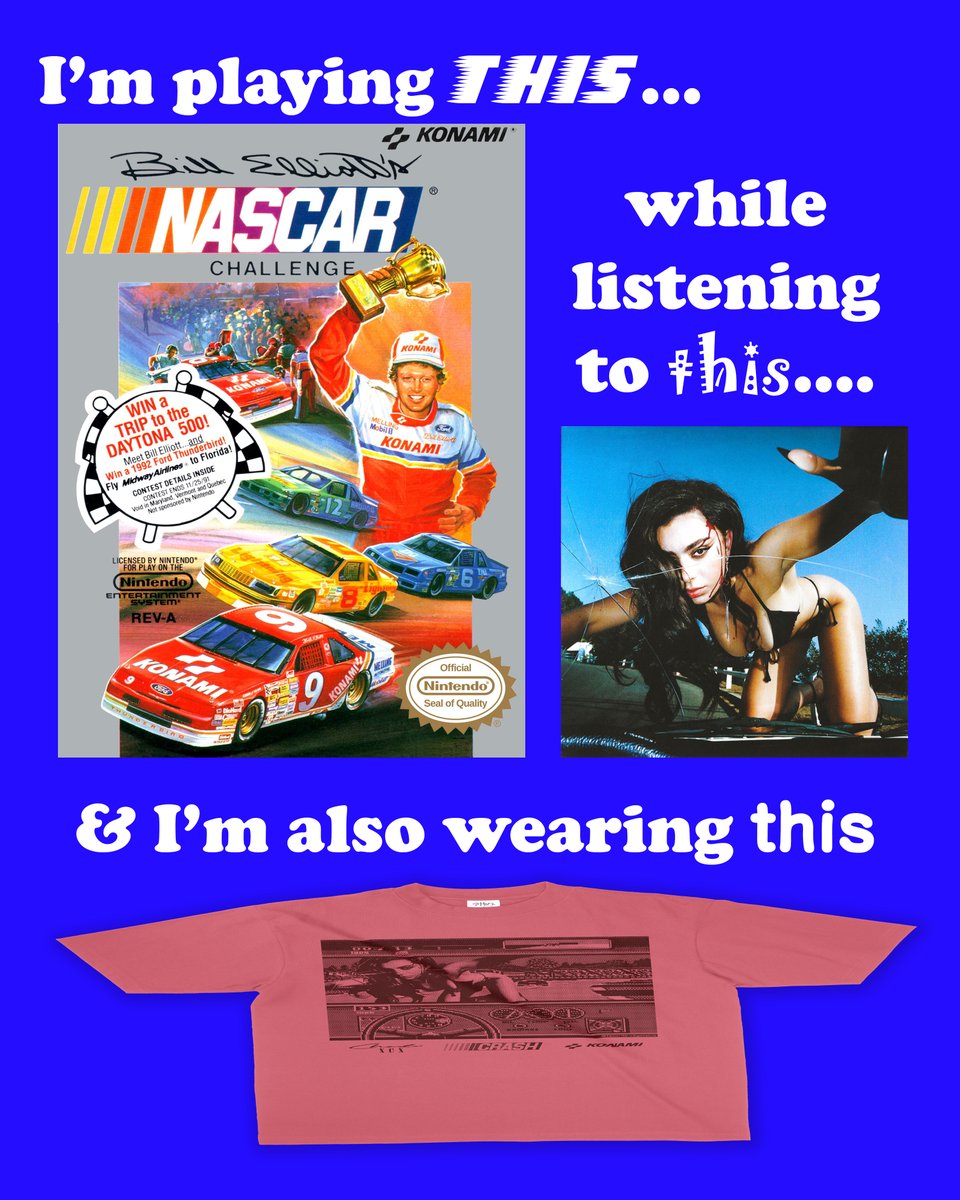 Charli XCX 🤝 Bill Elliott's NASCAR Challenge for the Nintendo Entertainment System. (available for the next 48 hours)