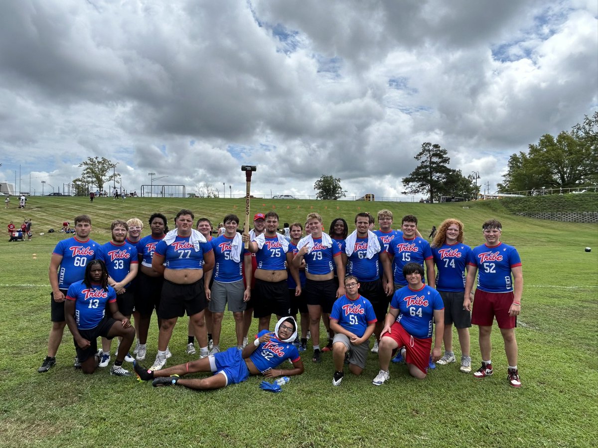Super proud of how hard our guys competed at EKU’s Big Man Competition! 1st place is great but it’s time to get some pads on #RollTribe #RunTheBall