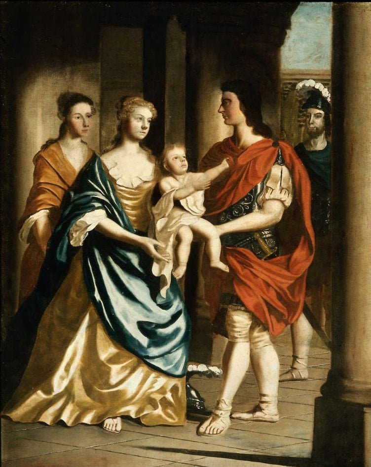 dailyandromache's tweet image. “parting of hector and andromache”, john smibert (1750)