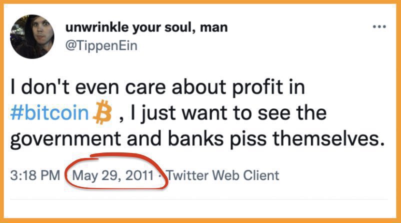el espíritu bitcoiner en un tweet.