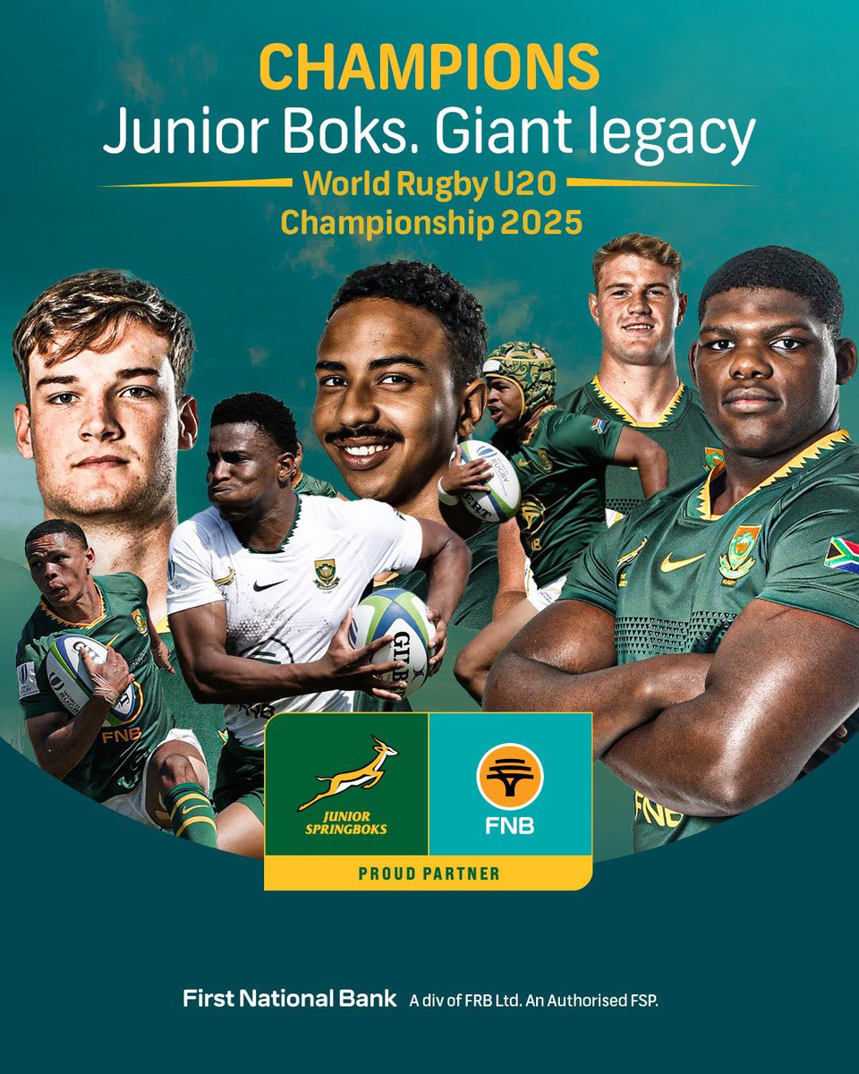 🚨[BREAKING]🚨<a href="/SAJuniorRugby/">SA Junior Rugby</a> have done it, not just played, but conquered. Every run. Every tackle. Every drop of sweat led to this moment. 

From grassroots to the global stage, the boys in 💚 &amp; 💛 showed the world what 🇿🇦 rugby is made of.  

#WorldRugbyU20s CHAMPIONS! 👏