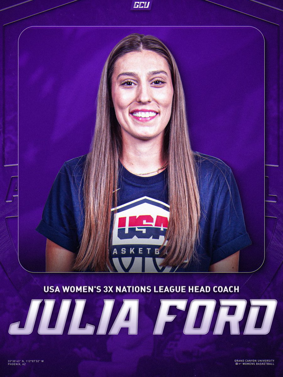 GCU_WBB's tweet image. Representing Team USA!! ๐บ๐ธ๐
Assistant Coach Julia Ford will serve as Team USAโs Womenโs 3x3 Nations League Head Coach in the Nations League Americas Conference in Punta Arenas, Chile #LopesUp