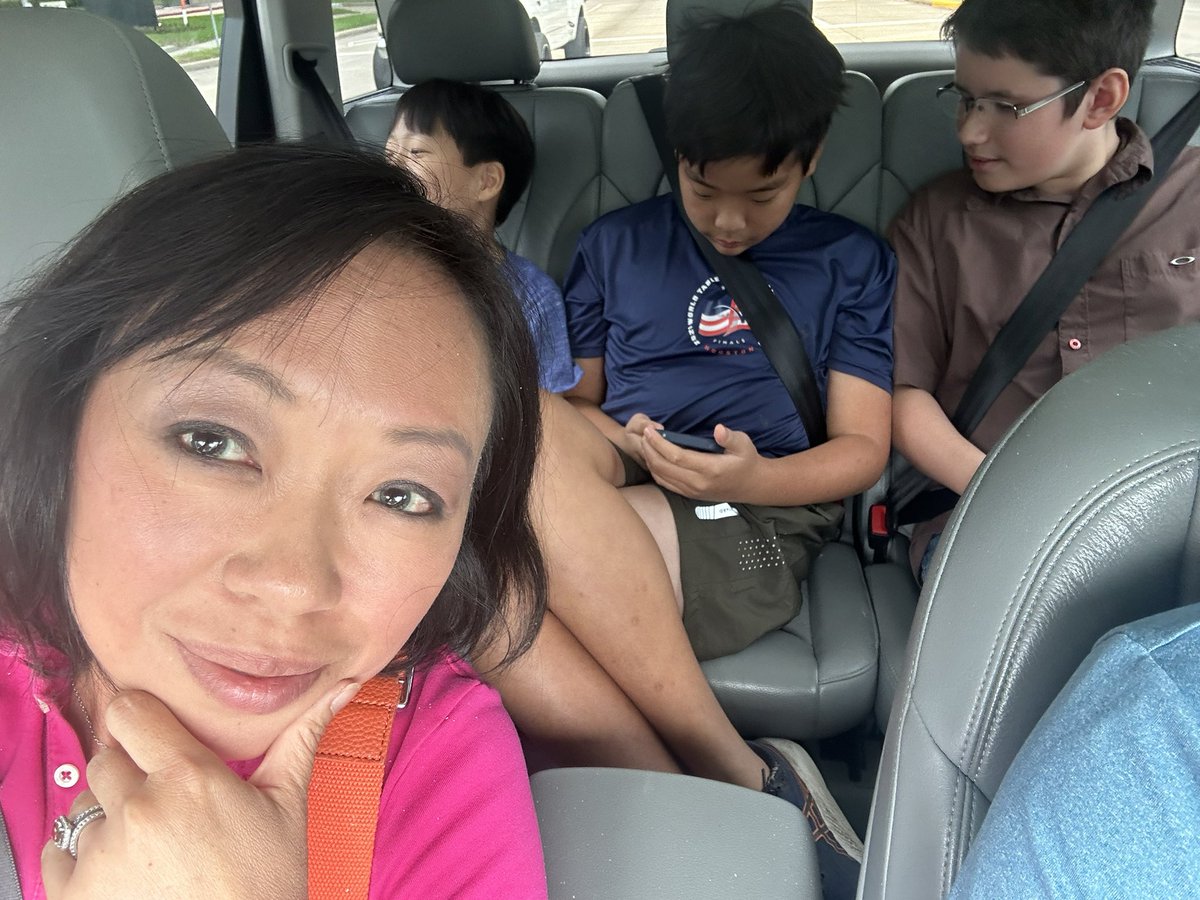 Nothing better than having a car full of boys talking about the #SupermanMovie we just saw. <a href="/GeneforTexas/">Gene Wu</a> shoulder made it into the pic!