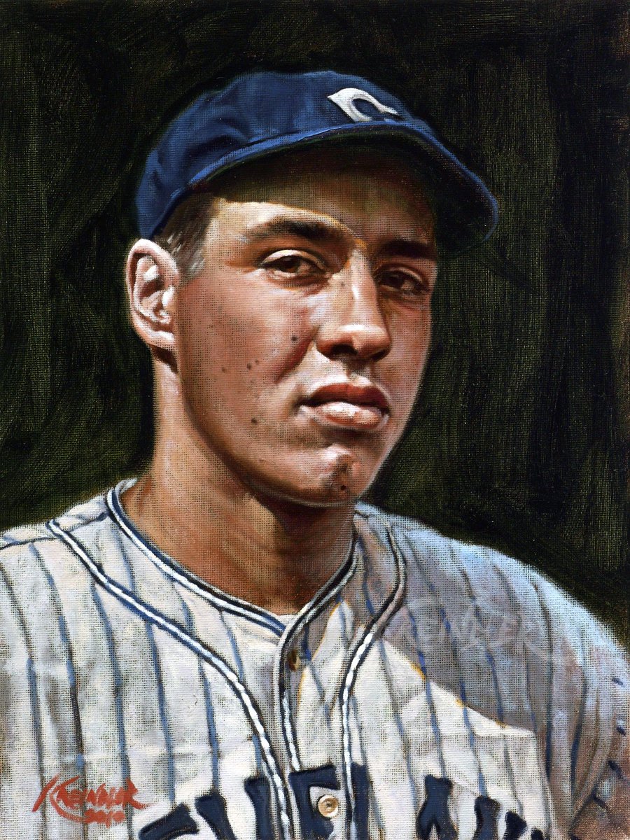 GraigKreindler's tweet image. #OTD in 1936, a 17-year-old Bob Feller made his big league debut, pitching an inning of relief against the Senators in Washington, D.C. Here’s my painting of the great man during the 1937 campaign, based on the photography of Charles Conlon.