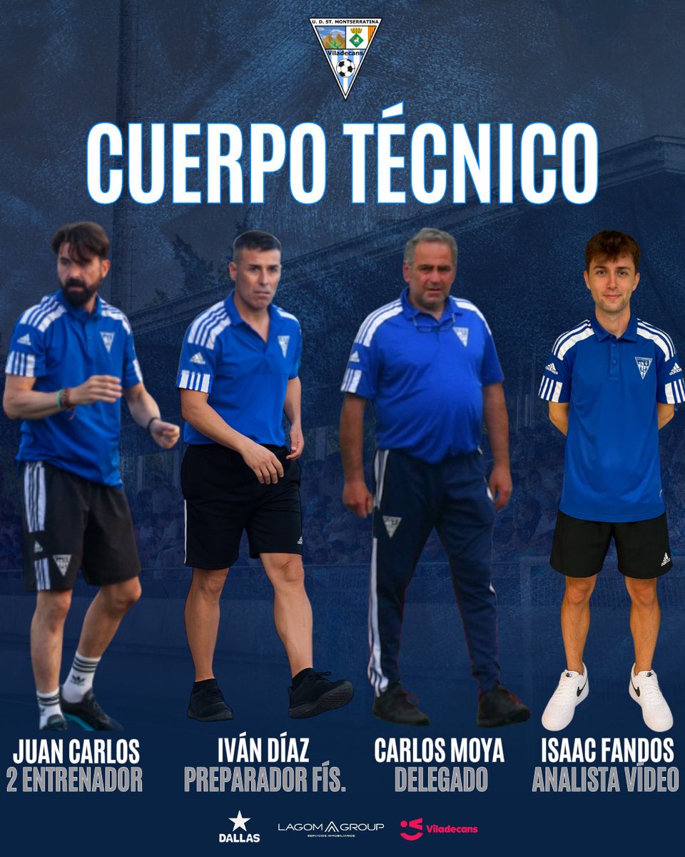 CUERPO TÉCNICO | 

Este será el cuerpo técnico de nuestro Primer Equipo: 

2️⃣ Segundo entrenador: Juan Carlos Aranda
🏃‍♂️Preparador físico: Iván Díaz
👤 Delegado: Carlos Moya
🎥 Analista vídeo: Isaac Fandos

#MareaAzul
