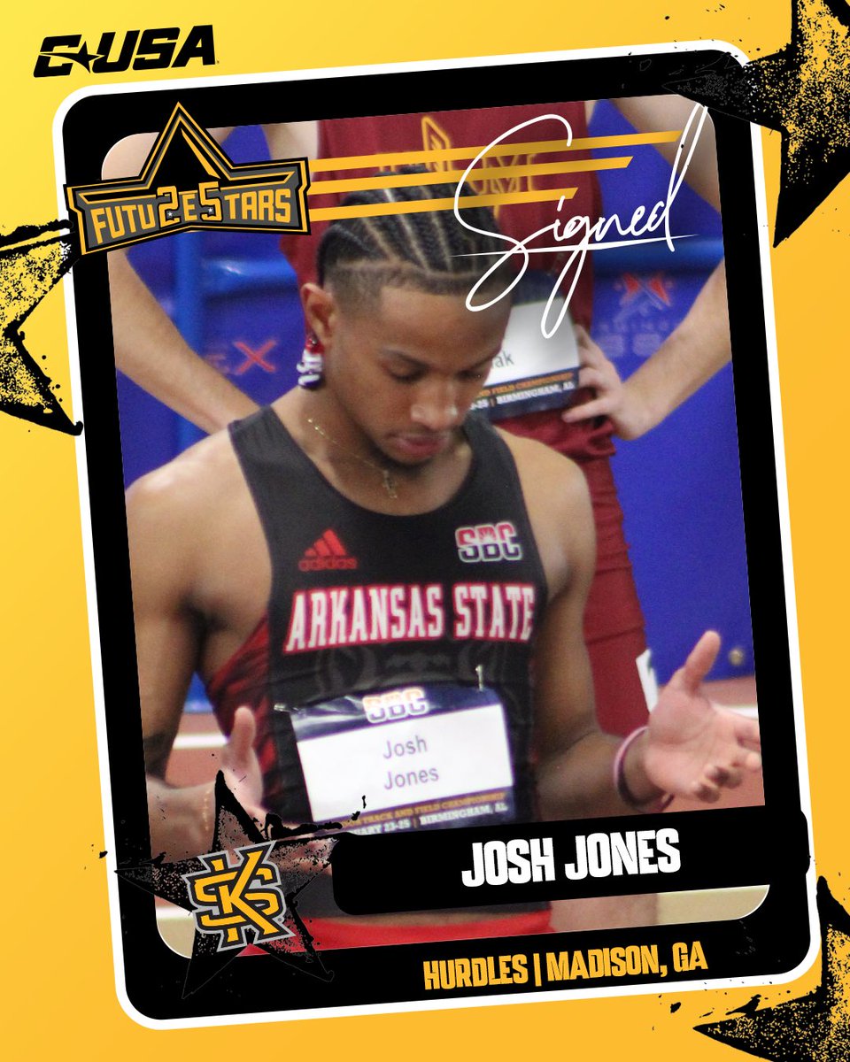 KSUTrackFieldXC's tweet image. Signed ✍️
Welcome to Kennesaw State, Josh Jones!
PR’s:
60mH: 7.99
110mH: 14.01
400mH: 51.82
#HootyHoo
