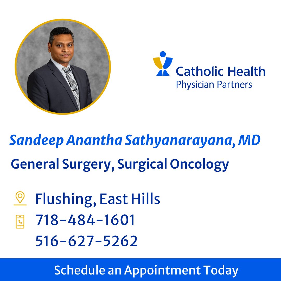 CHS_LI's tweet image. Catholic Health Physician Partners welcomes oncologist Dr. Sandeep Sathyanarayana. Learn more about his experience: bit.ly/40vEQPh