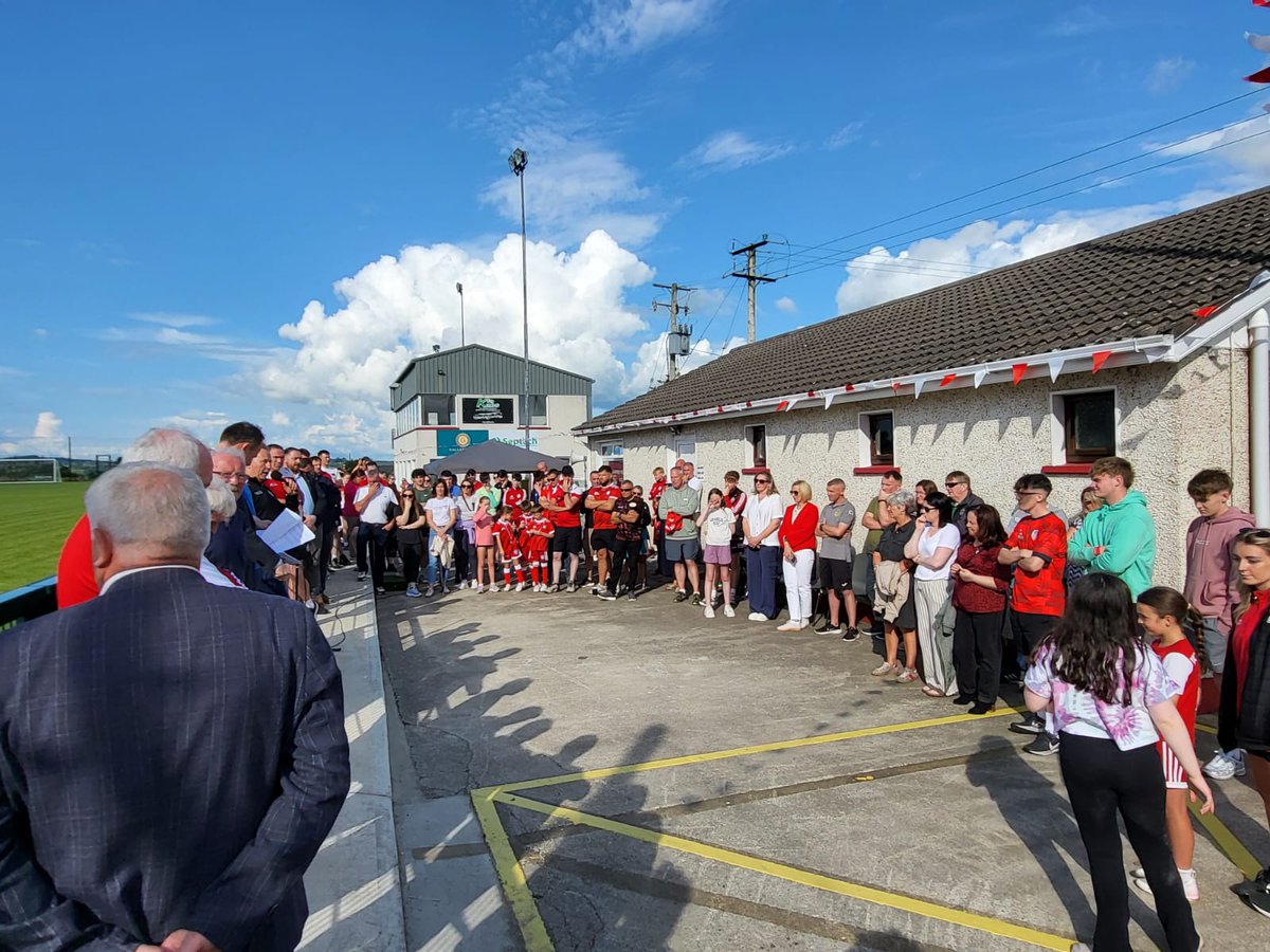 McConalogue's tweet image. Delighted to perform the official opening of Cappry Rovers FC's new playing pitch in Ballybofey this evening along with Finn Harps defender, Joel Bradley-Walsh, who came through the Cappry Rovers Academy.
Well done to all involved.