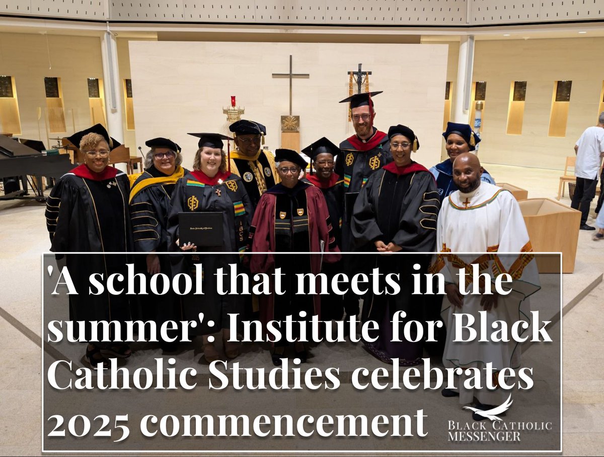 The 2025 graduation Mass of the Institute for Black Catholic Studies was held Friday evening at Xavier University of Louisiana, the culmination of the program's 46th year.

Retired professor Dr. M. Shawn Copeland served as the commencement speaker. blackcatholicmessenger.org/ibcs-2025-comm…