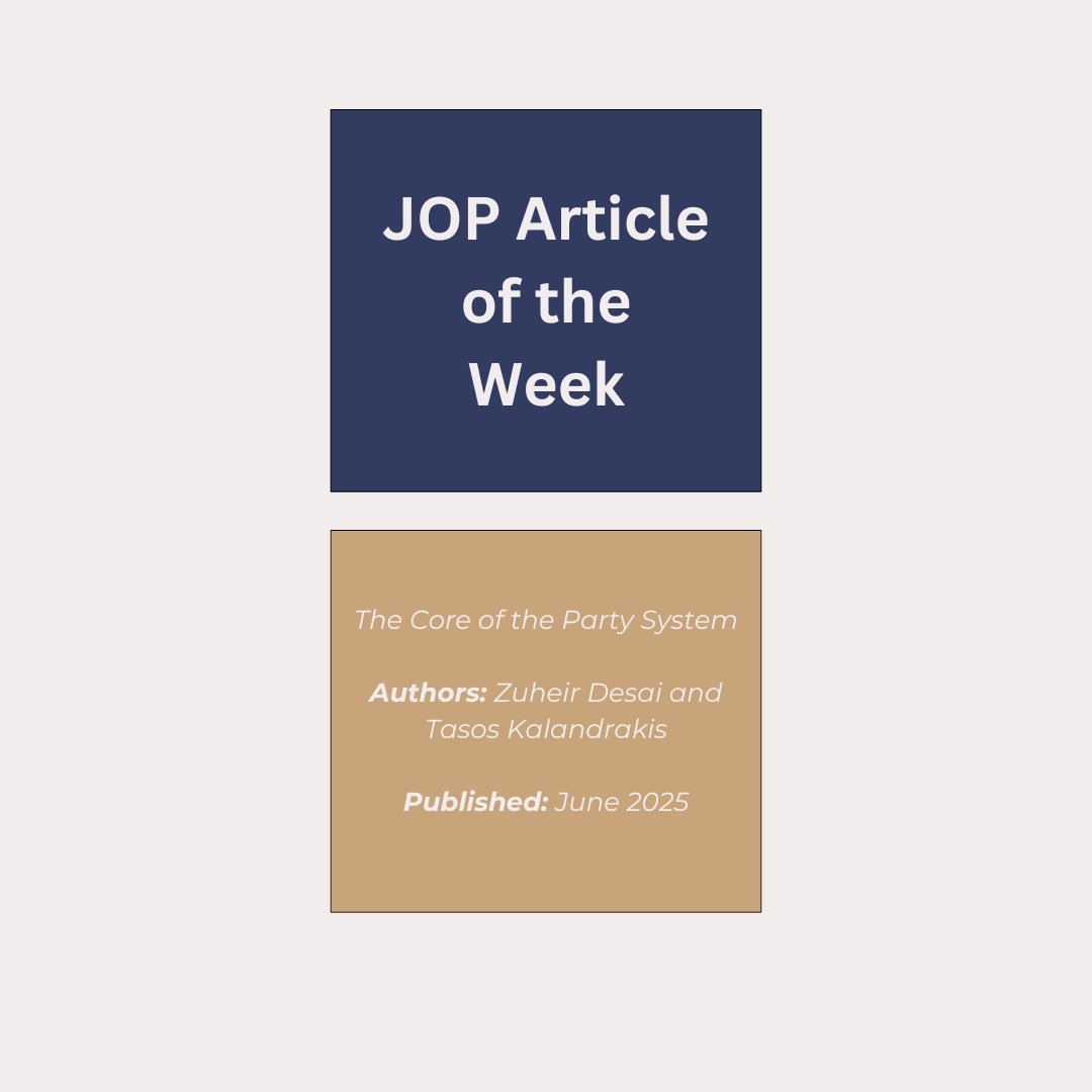 SPSAnews's tweet image. Why do some political parties endure while others disappear? This study offers a new theory of party system stability and shows how a core group of parties shapes long-term competition.
#JOP #PartyPolitics #Elections #ComparativePolitics #PoliticalScience #PartySystems
@The_JOP