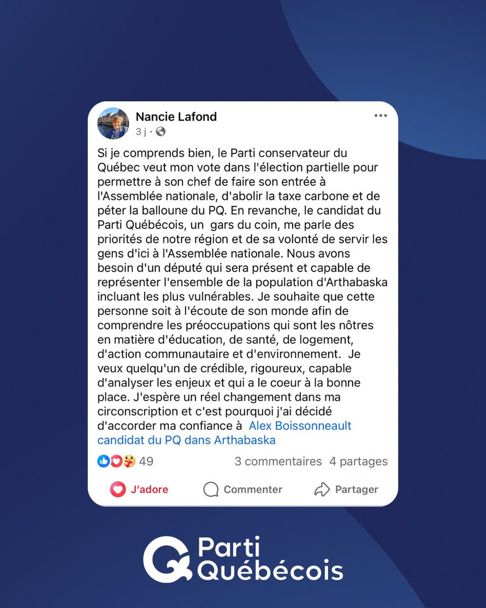 boissoal's tweet image. Un immense merci à Nancie Lafond, qui met en lumière ce que plusieurs d’entre vous m’ont confié : vous ne voulez pas d’une personne qui vise seulement un siège à l’Assemblée nationale, sans se soucier de vos réalités.
Quand on parle de confiance, et de celle ou celui à qui vous…