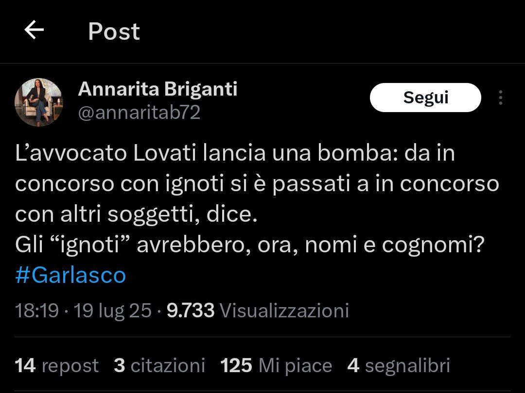 SkiZ0idMAD's tweet photo. #Garlasco #Fragolina Brigantina diffonde notizie antecedenti all'incidente probatorio del 3 luglio in cui l'avv. Lovati dichiara in un canale youtube che nella convocazione era cambiato il capo di imputazione verso altri soggetti e non più soggetti ignoti. Ripeto prima del 3/7/25 https://t.co/DbntfYFOtH
